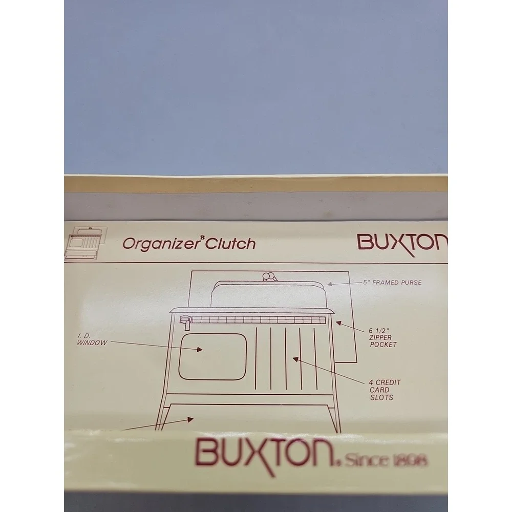 Vintage BUXTON Wallet Clutch Coin Purse Organizer Blue Leather with Box Burgundy